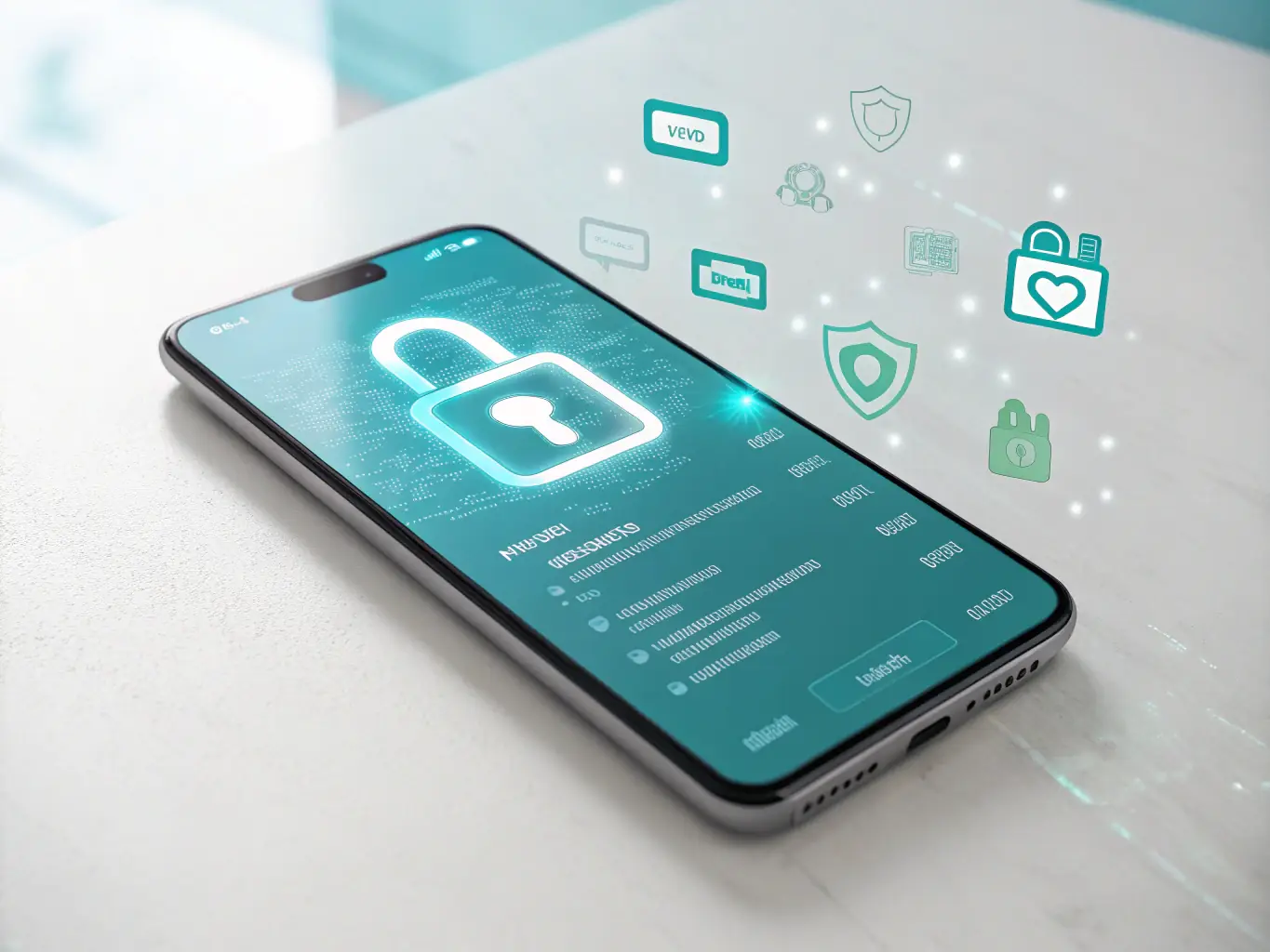 A digital illustration of a secure mobile payment transaction, emphasizing encryption and fraud prevention measures.