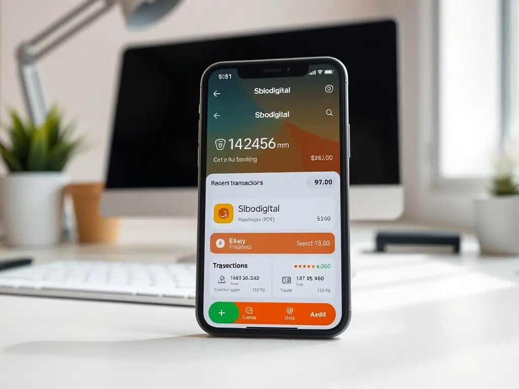 A close-up of a smartphone screen displaying a mobile money balance check interface, showing the current balance with options to refresh or view transaction history. The screen is clear, with icons for balance and recent transactions, set against a simple background.
