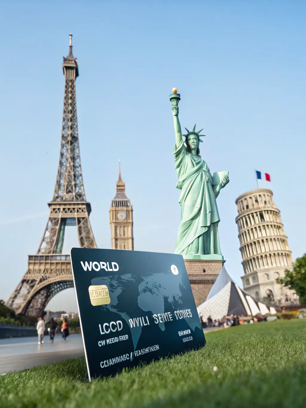 A graphic illustrating international credit card logos (Visa, MasterCard) with a globe in the background, symbolizing global payment acceptance through Jengupay.